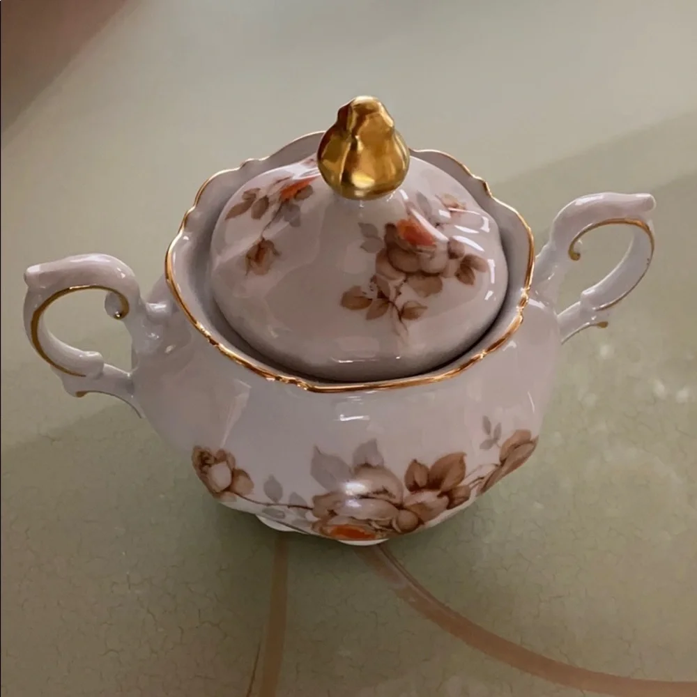 Antique Norway Rose Sugar Bowl by MITTERTEICH